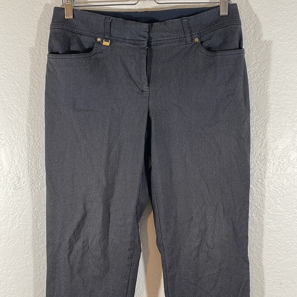 JM Collection Petite Pants Stretch Straight Leg Grey With Pockets Size 10 Petite - Picture 2 of 9